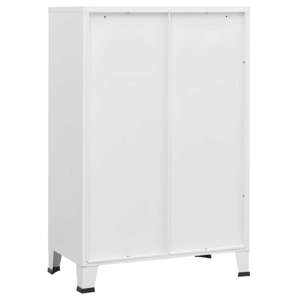 Storage Chest White Metal Medium Storage Chest Rectangular. Picture 6