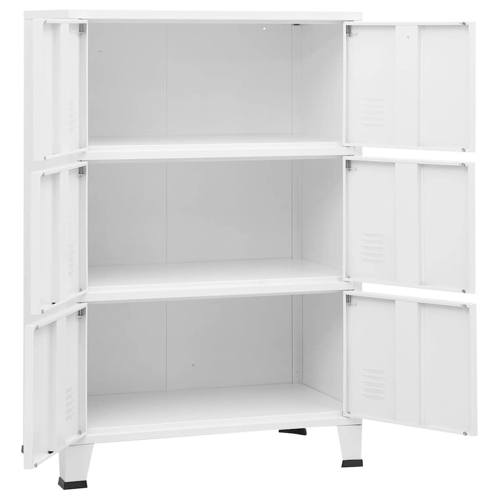 Storage Chest White Metal Medium Storage Chest Rectangular. Picture 8