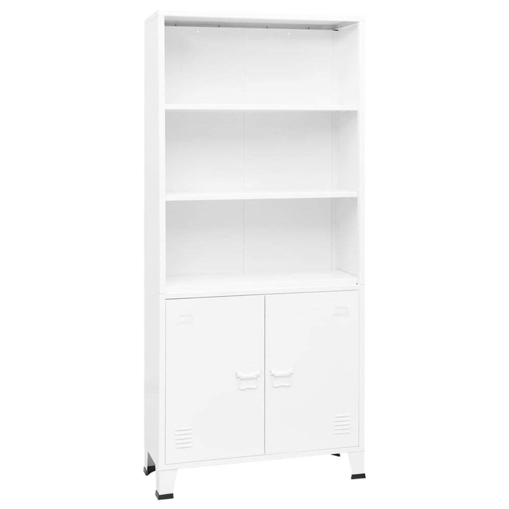 Bookshelf White Steel Medium Bookshelf Rectangular Industrial. Picture 1