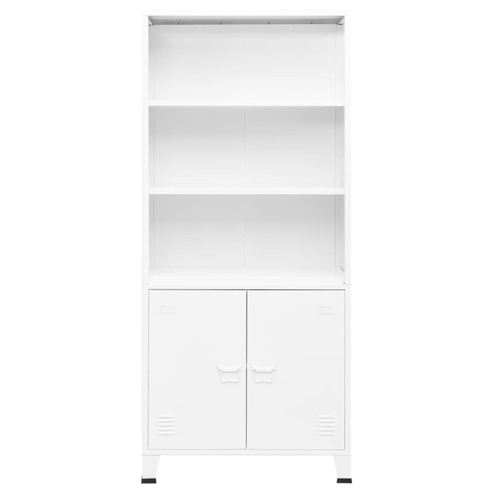 Bookshelf White Steel Medium Bookshelf Rectangular Industrial. Picture 2