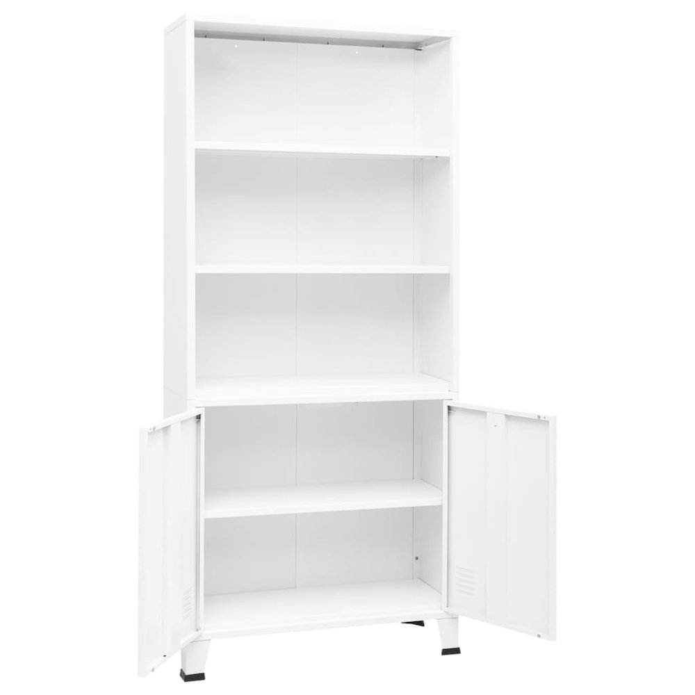 Bookshelf White Steel Medium Bookshelf Rectangular Industrial. Picture 5