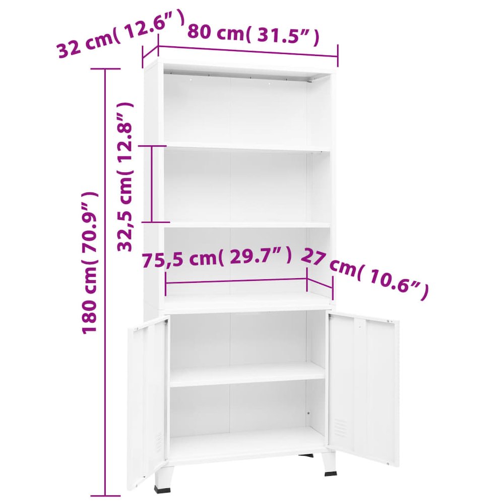 Bookshelf White Steel Medium Bookshelf Rectangular Industrial. Picture 8