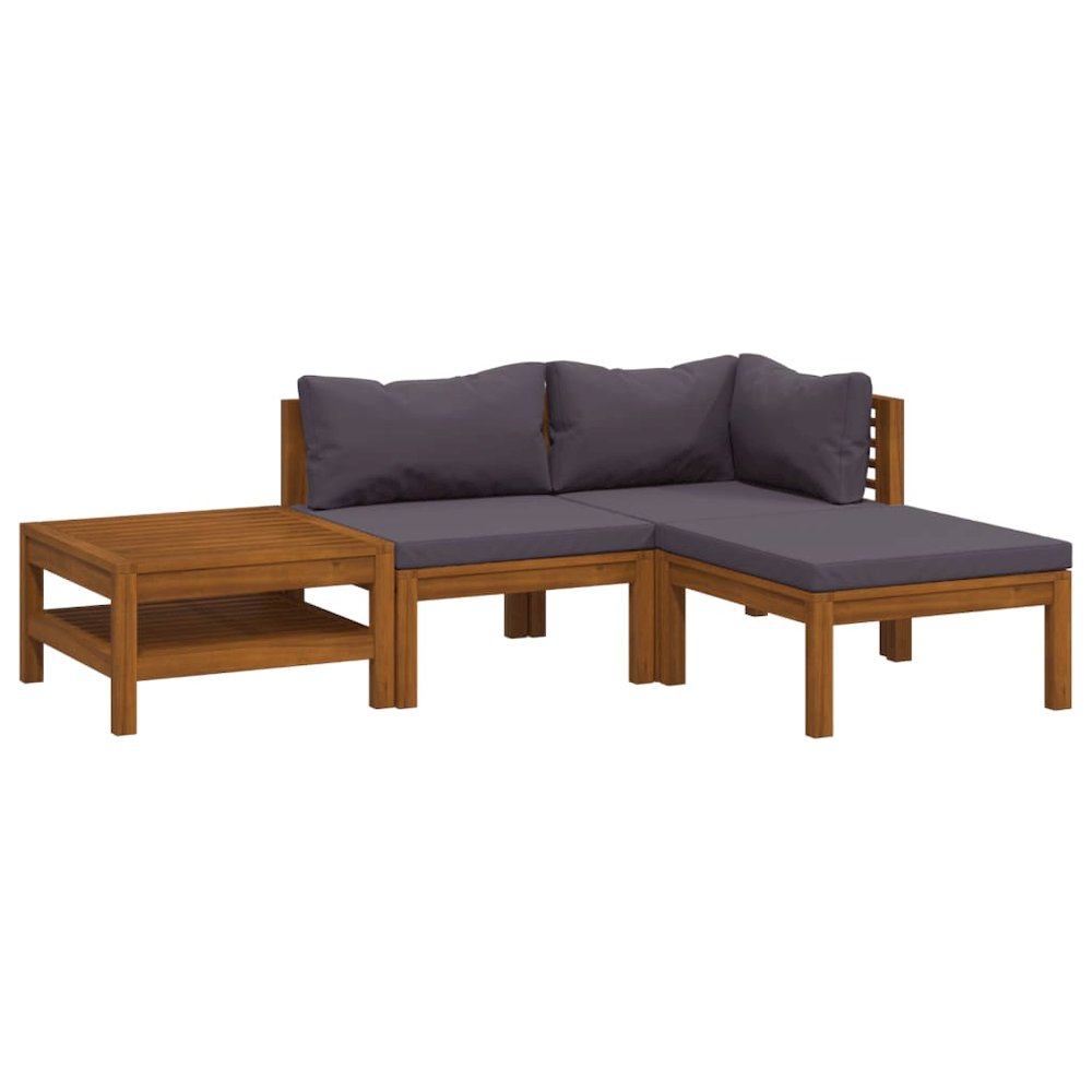 Wooden Lounge Set Dark grey, Natural wood. Picture 2