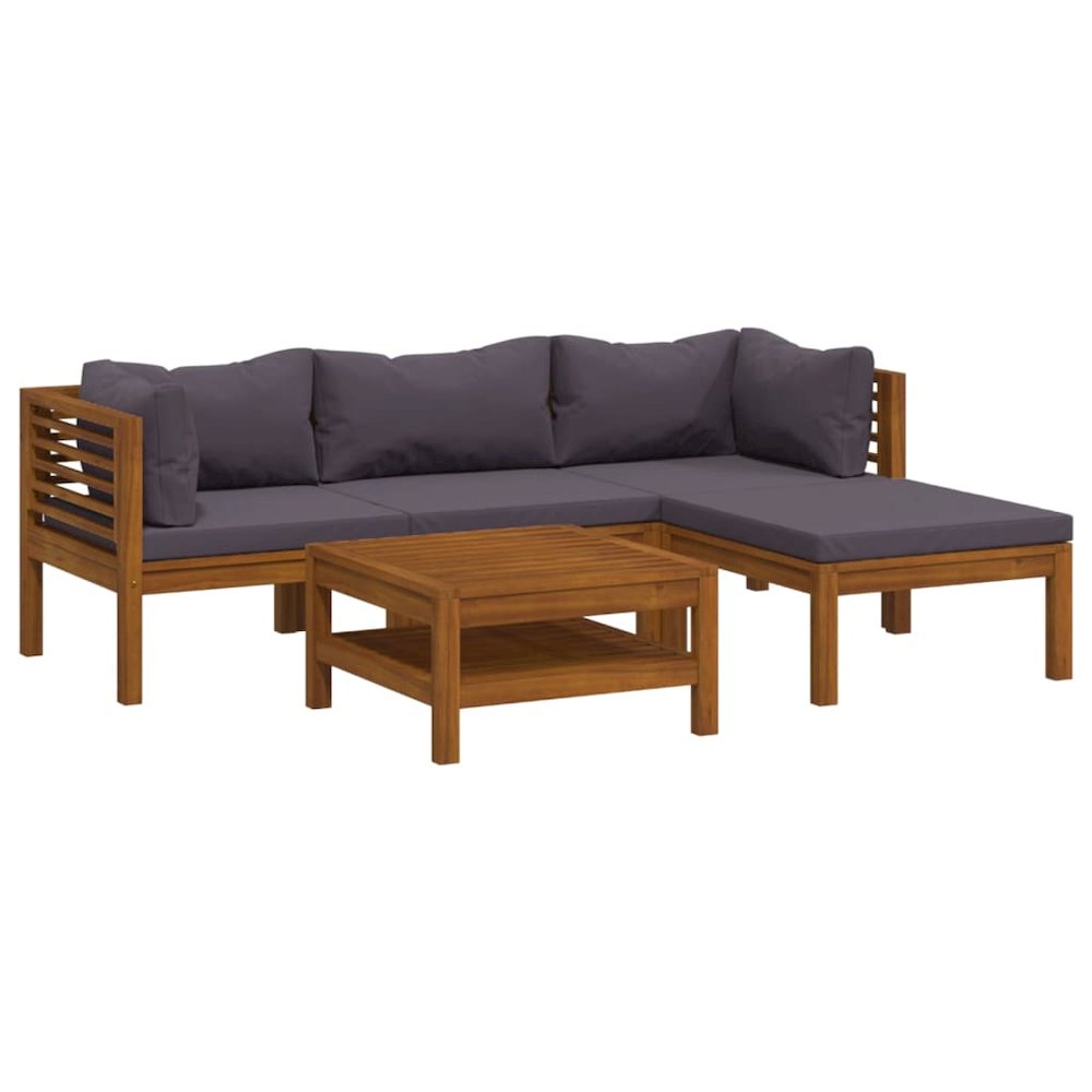 Wooden Lounge Set Dark Grey. Picture 2