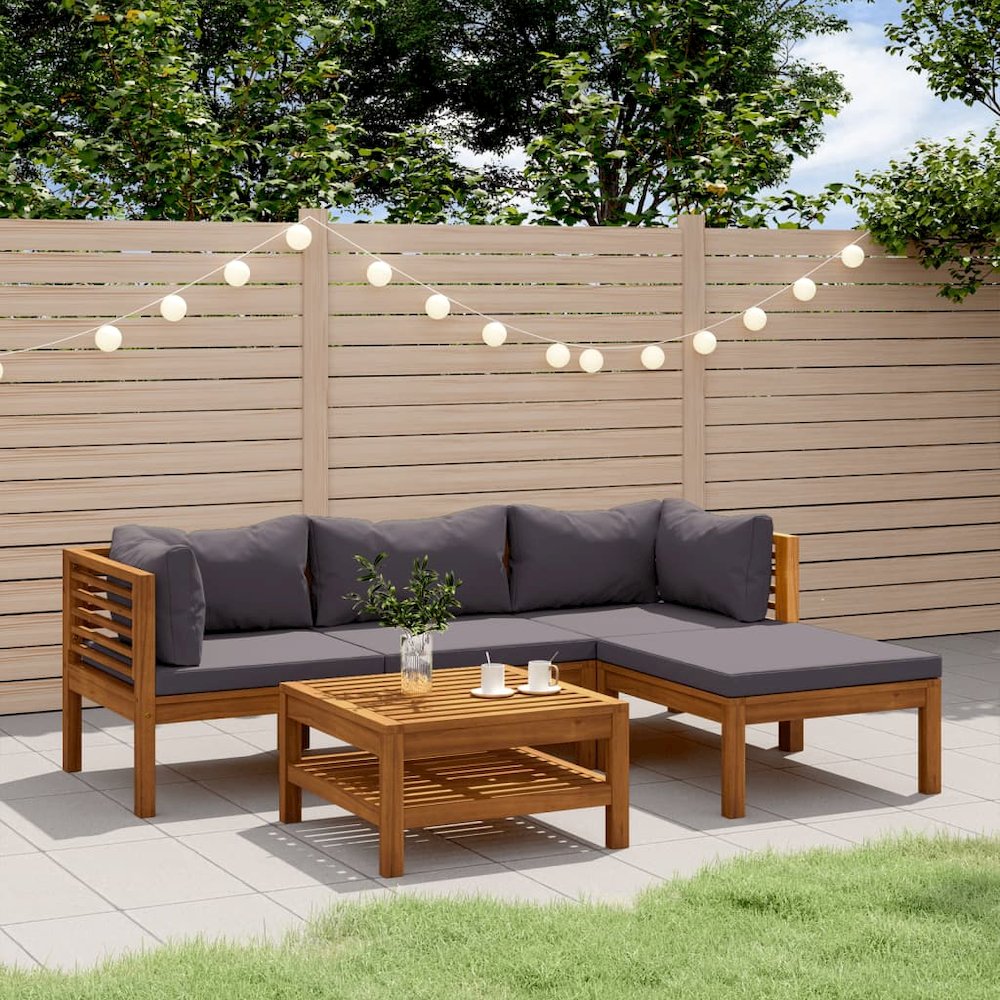 Wooden Lounge Set Dark Grey. Picture 1