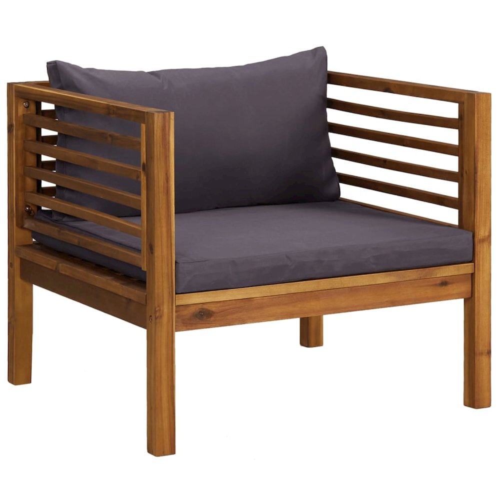 Wooden Lounge Set Dark grey Solid Acacia wood, Polyester Large. Picture 10