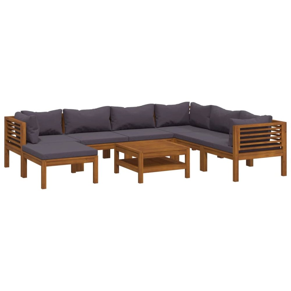 Wooden Lounge Set Dark grey Solid acacia wood Compact Modular. Picture 2