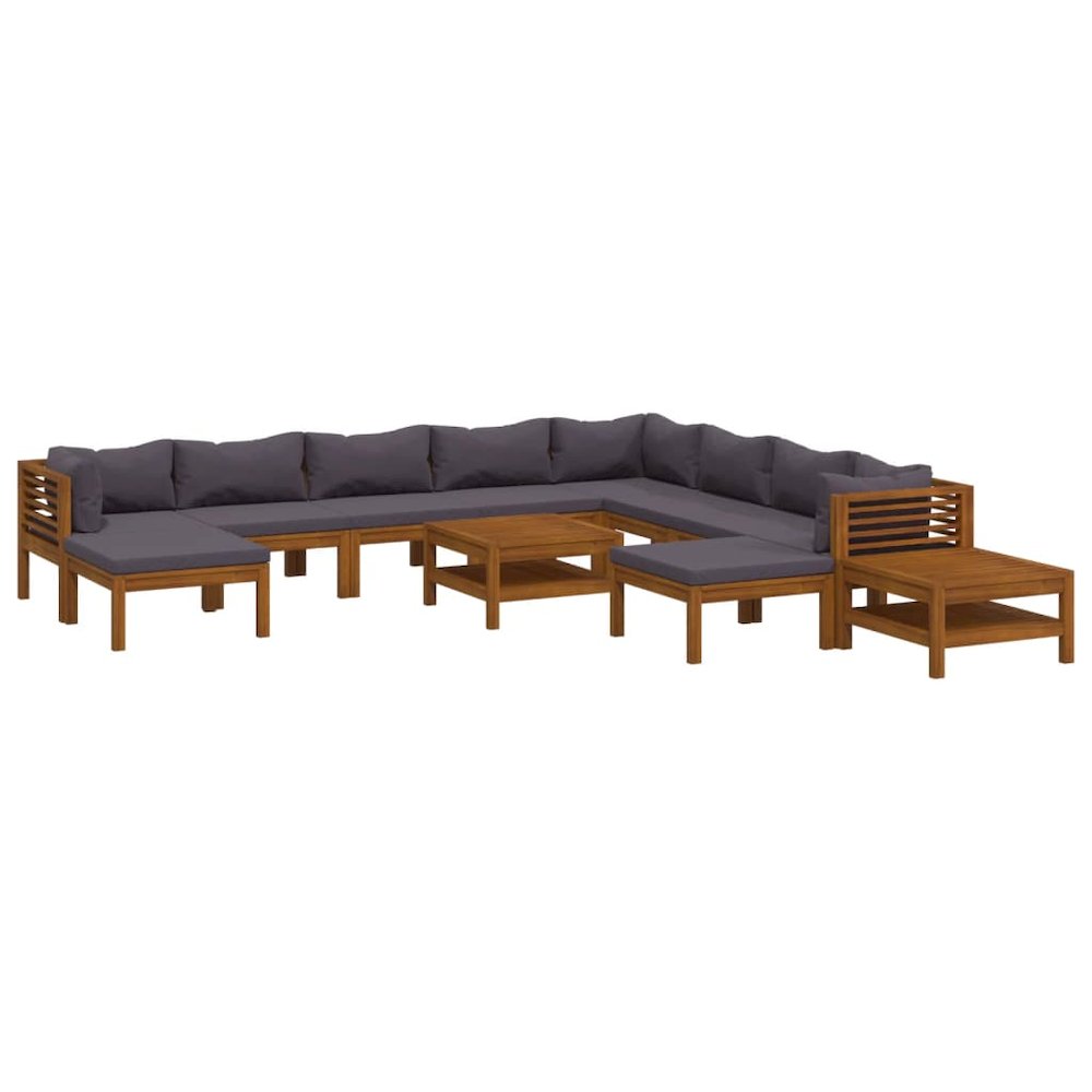 Wooden Lounge Set Dark Grey Solid Acacia Wood Large Modular. Picture 2