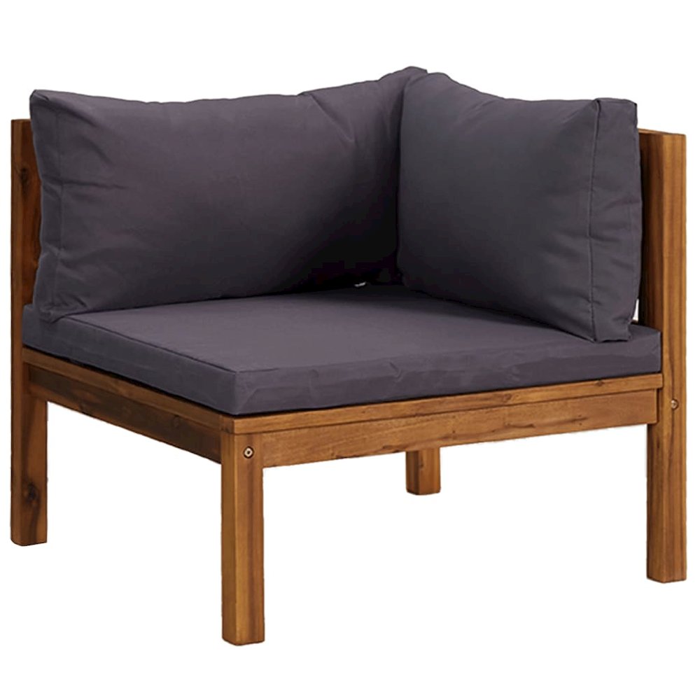 Wooden Lounge Set Dark grey cushions, natural wood frame. Picture 3