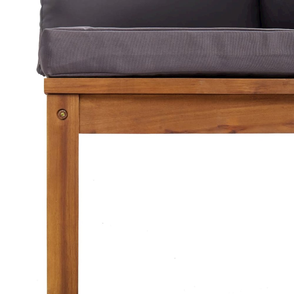 Wooden Lounge Set Dark grey cushions, natural wood frame. Picture 5