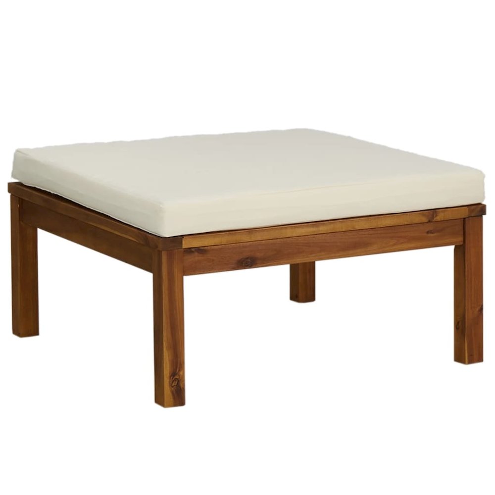 Garden Lounge Set Cream Solid acacia wood, fabric (100% polyester). Picture 6