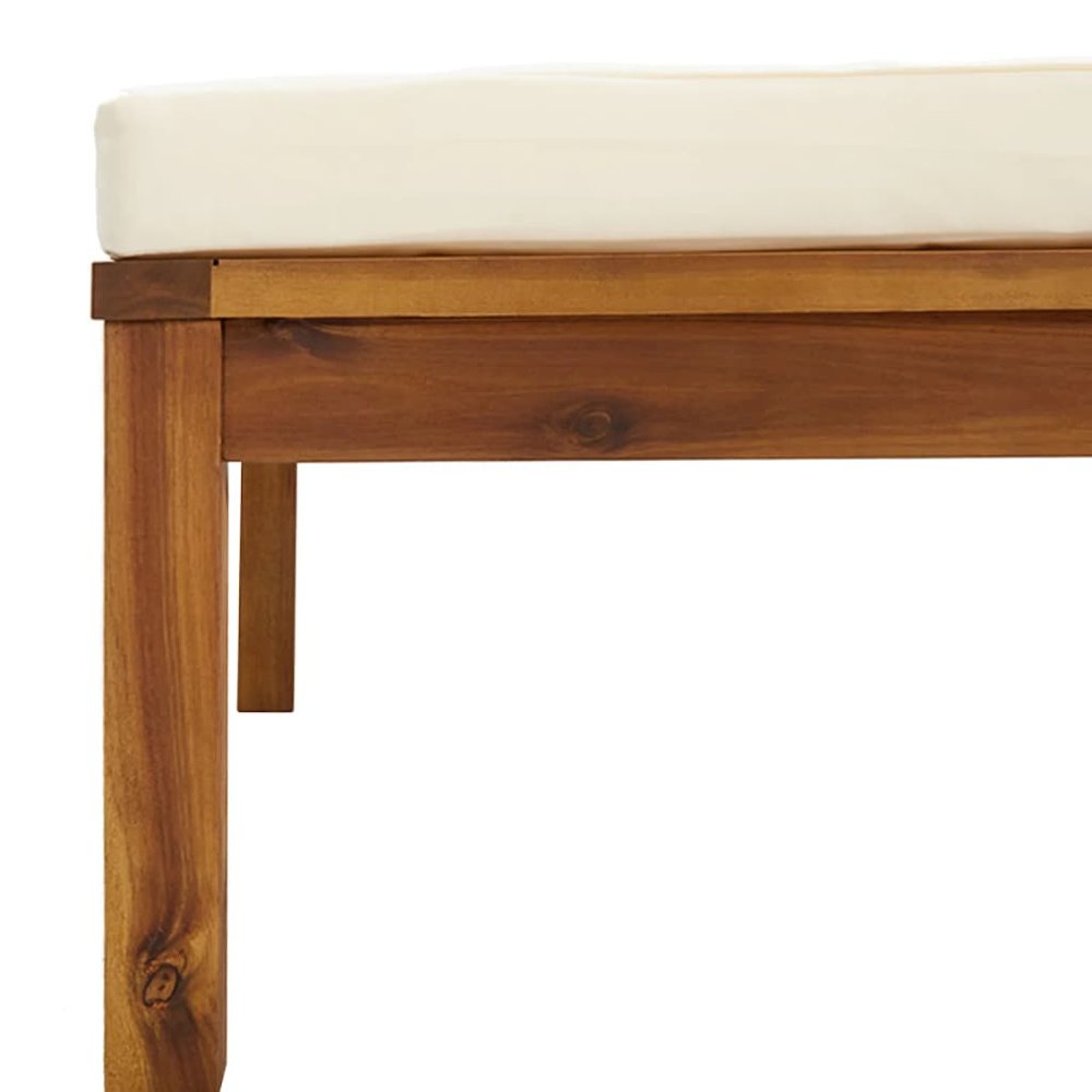 Garden Lounge Set Cream Solid acacia wood, fabric (100% polyester). Picture 7