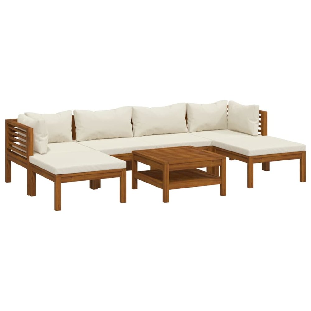 Garden Lounge Set Cream Solid Acacia wood Modular. Picture 2