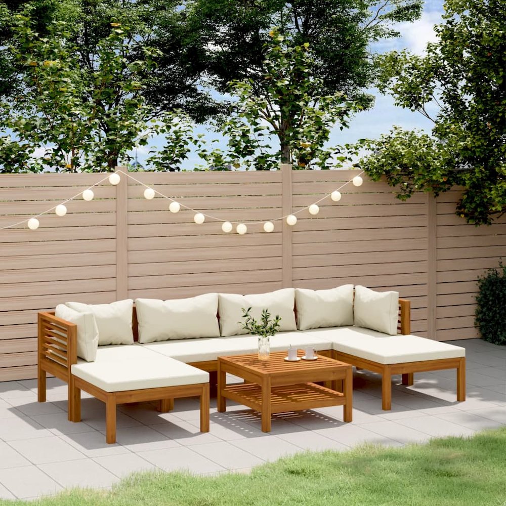 Garden Lounge Set Cream Solid Acacia wood Modular. Picture 1