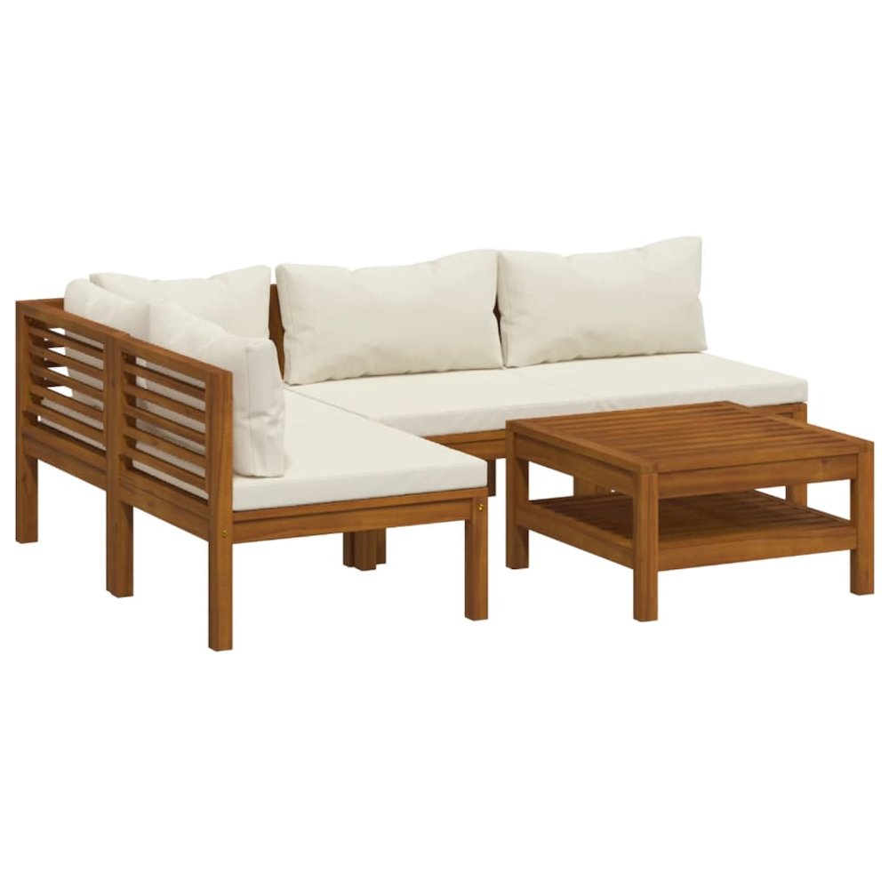 Garden Lounge Set Cream Cushions Solid Acacia Wood with an Oil Finish. Picture 2