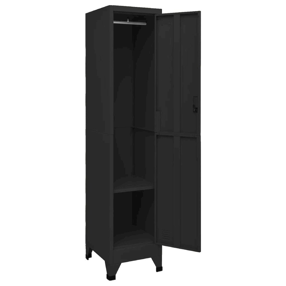 Locker Cabinet Black Steel Medium Locker Cabinet Rectangular. Picture 5