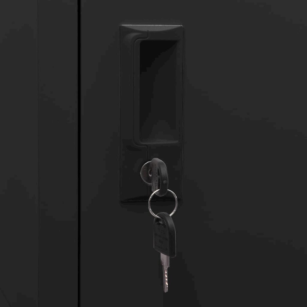 Locker Cabinet Black Steel Medium Locker Cabinet Rectangular. Picture 7