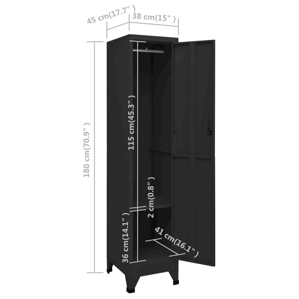 Locker Cabinet Black Steel Medium Locker Cabinet Rectangular. Picture 8