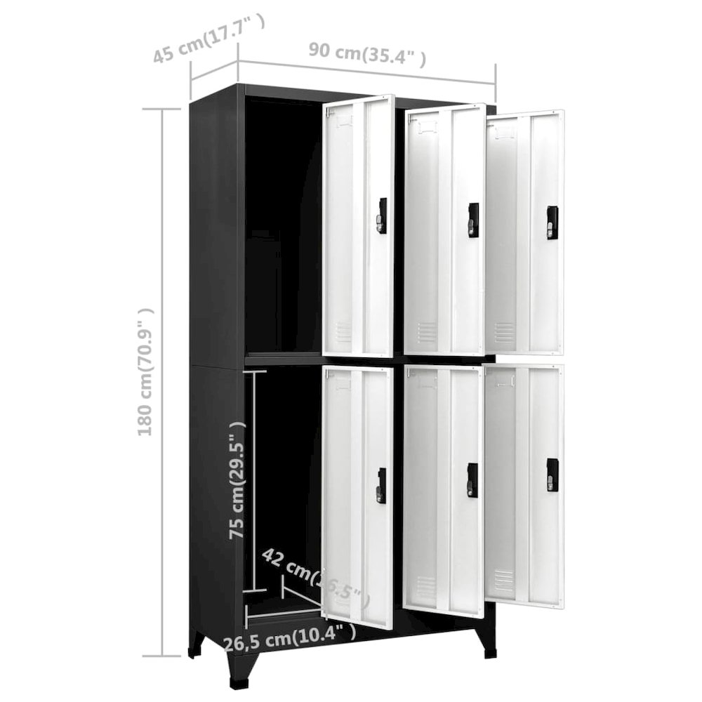 Locker Cabinet Anthracite Steel 35.4x17.7x70.9 in Locker Cabinet. Picture 8