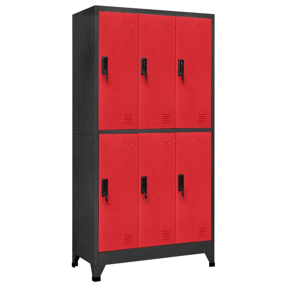 Locker Cabinet Anthracite and Red Steel Standard Locker Cabinet. Picture 1