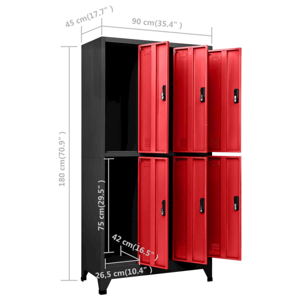Locker Cabinet Anthracite and Red Steel Standard Locker Cabinet. Picture 8