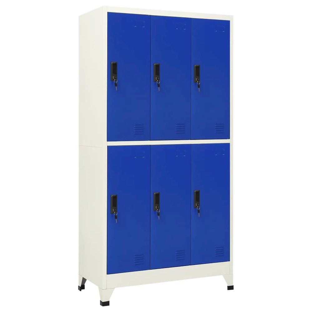 Locker Cabinet Grey and Blue Steel Medium Locker Cabinet. Picture 1