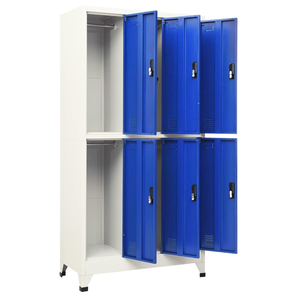 Locker Cabinet Grey and Blue Steel Medium Locker Cabinet. Picture 5