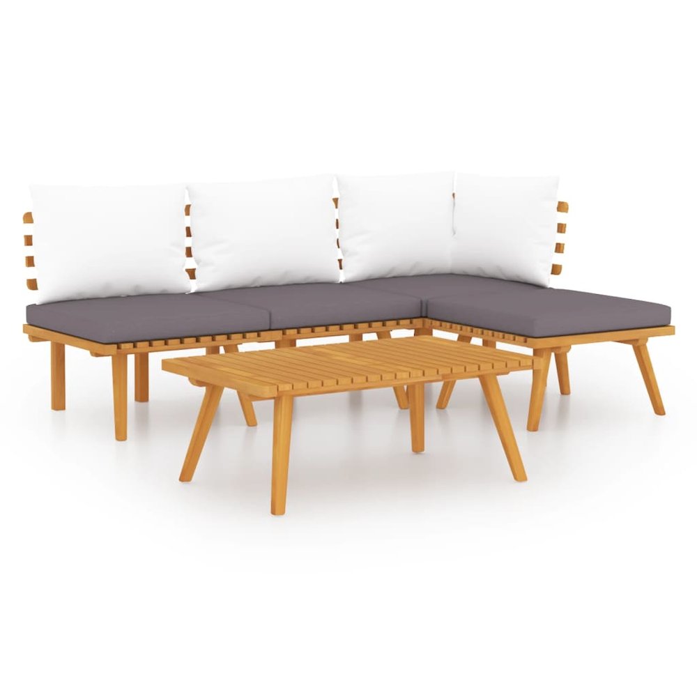 Garden Lounge Set Dark Grey Solid Acacia wood 5-piece set Modular. Picture 2
