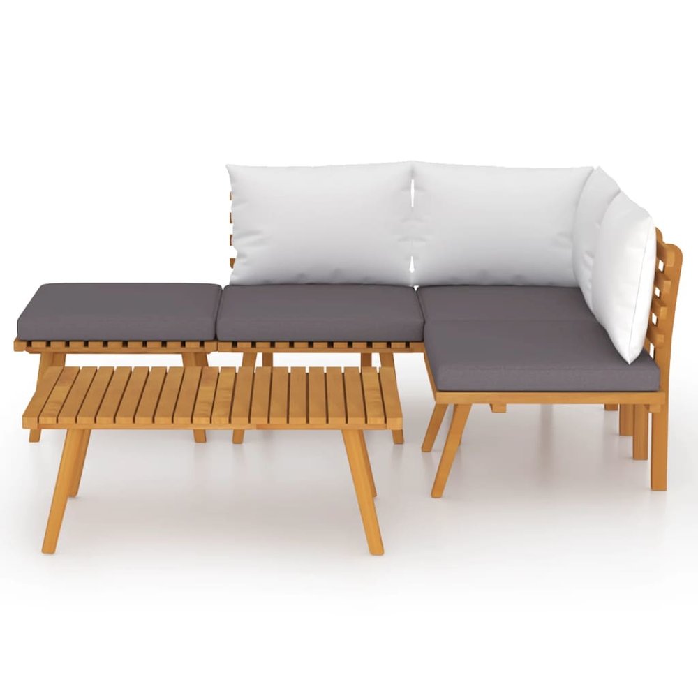 Garden Lounge Set Dark Grey Solid Acacia wood 5-piece set Modular. Picture 3