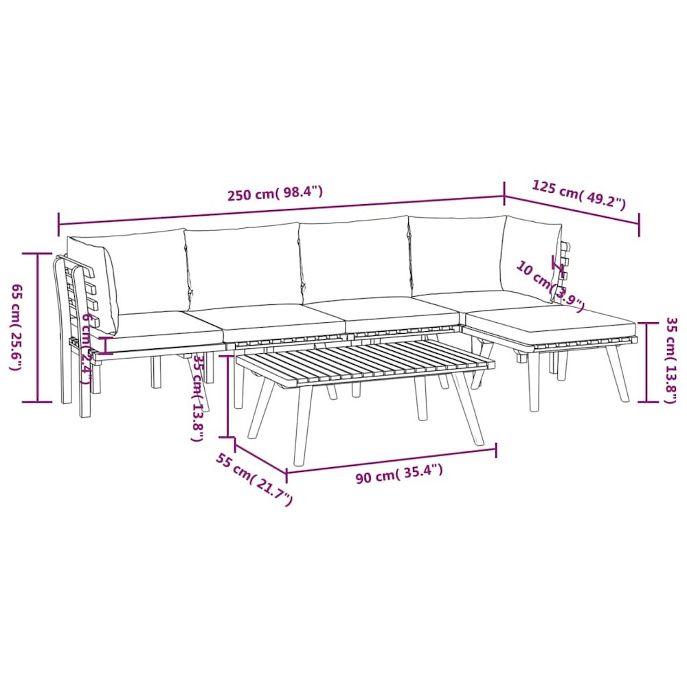 Garden Lounge Set Dark grey, white. Picture 8
