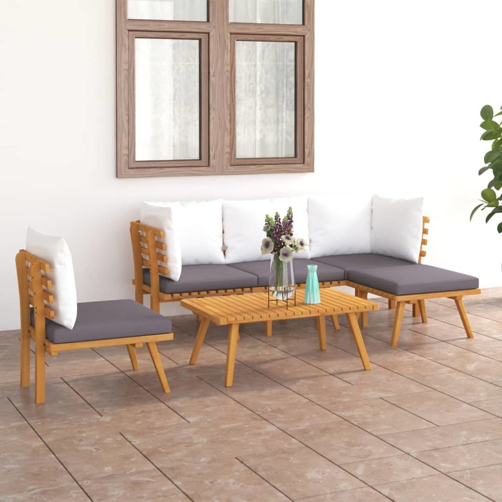 Garden Lounge Set Dark grey, white. Picture 1