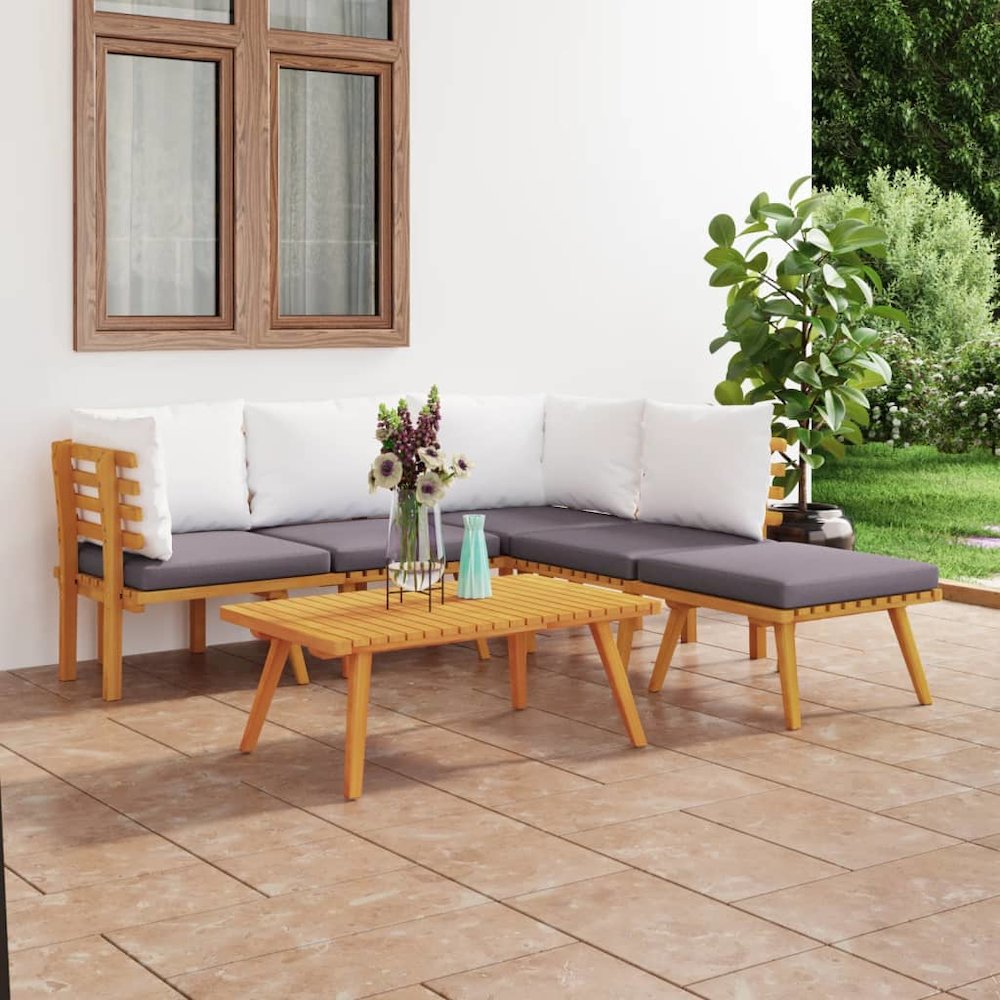 Garden Lounge Set Dark grey and white. Picture 1