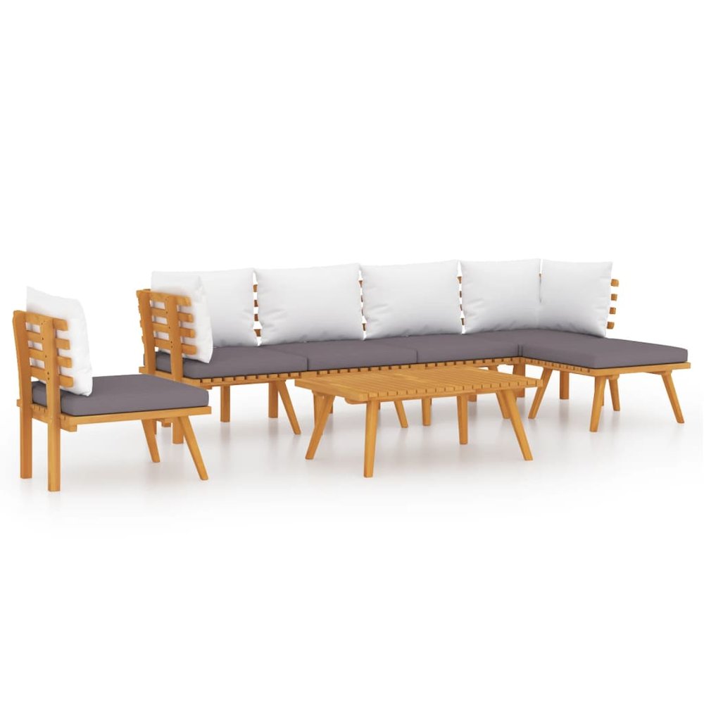 Garden Lounge Set Dark grey Solid acacia wood. Picture 2