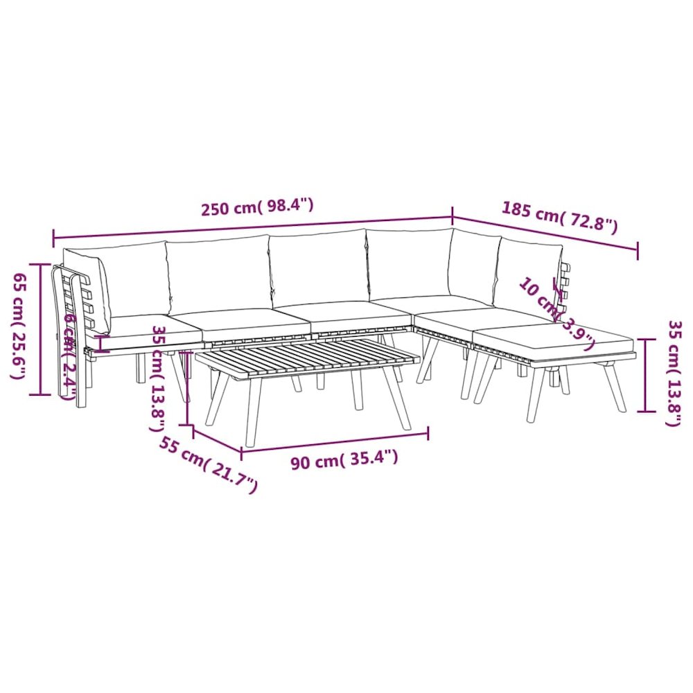 Garden Lounge Set Dark grey Solid acacia wood. Picture 8