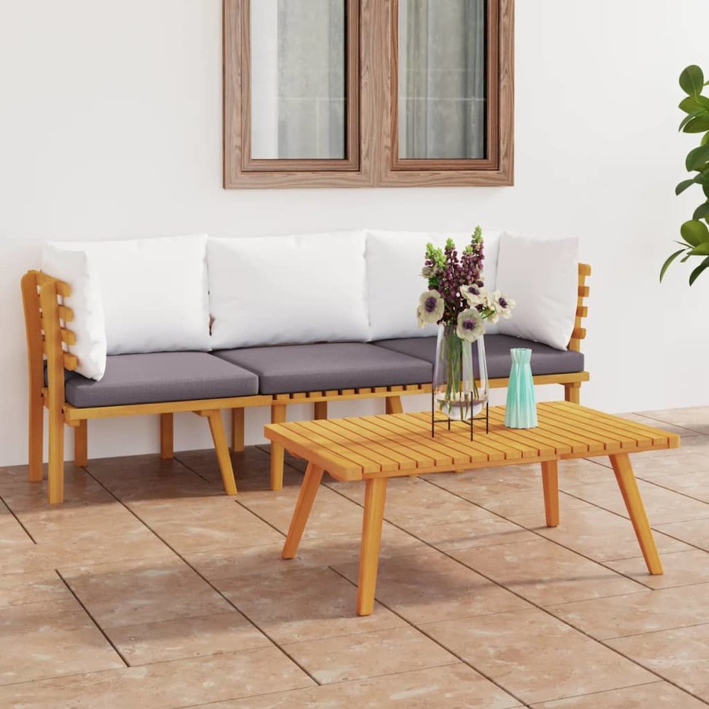 Garden Lounge Set Dark grey, white. Picture 1
