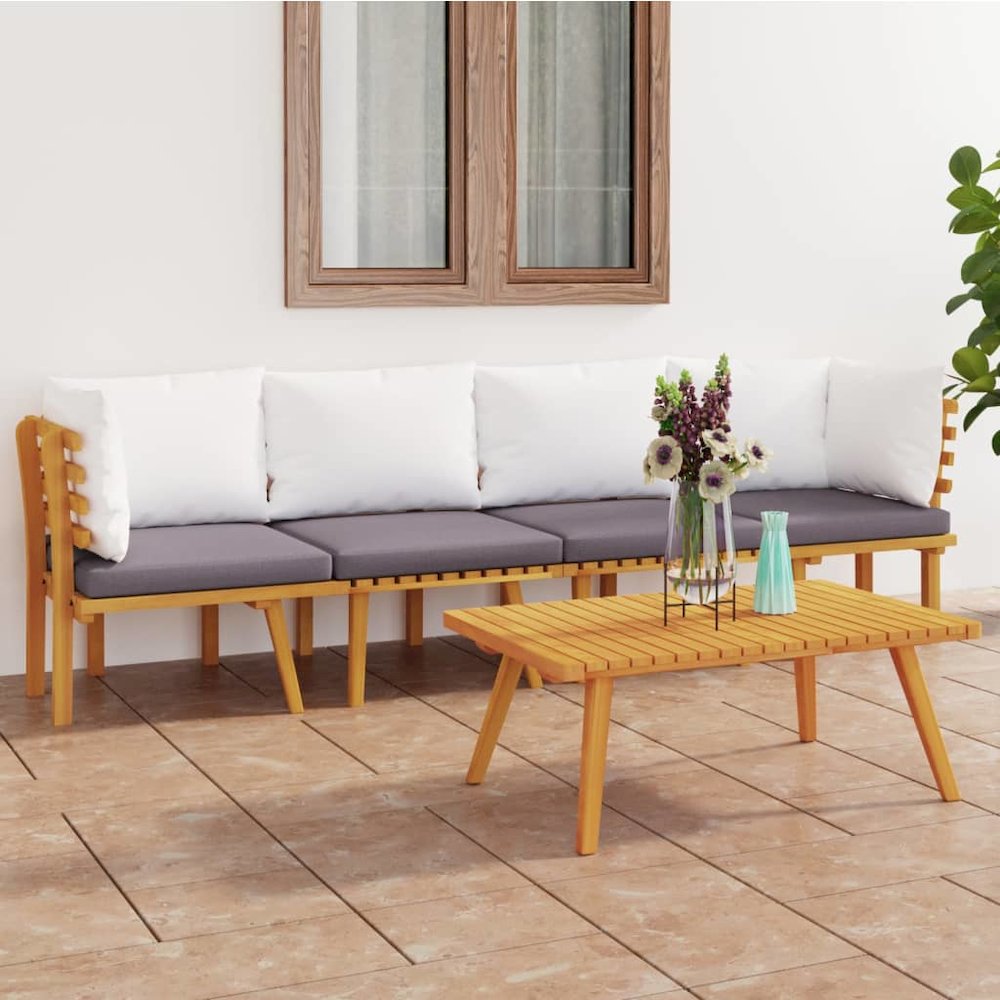Garden Lounge Set Dark grey, white. Picture 1