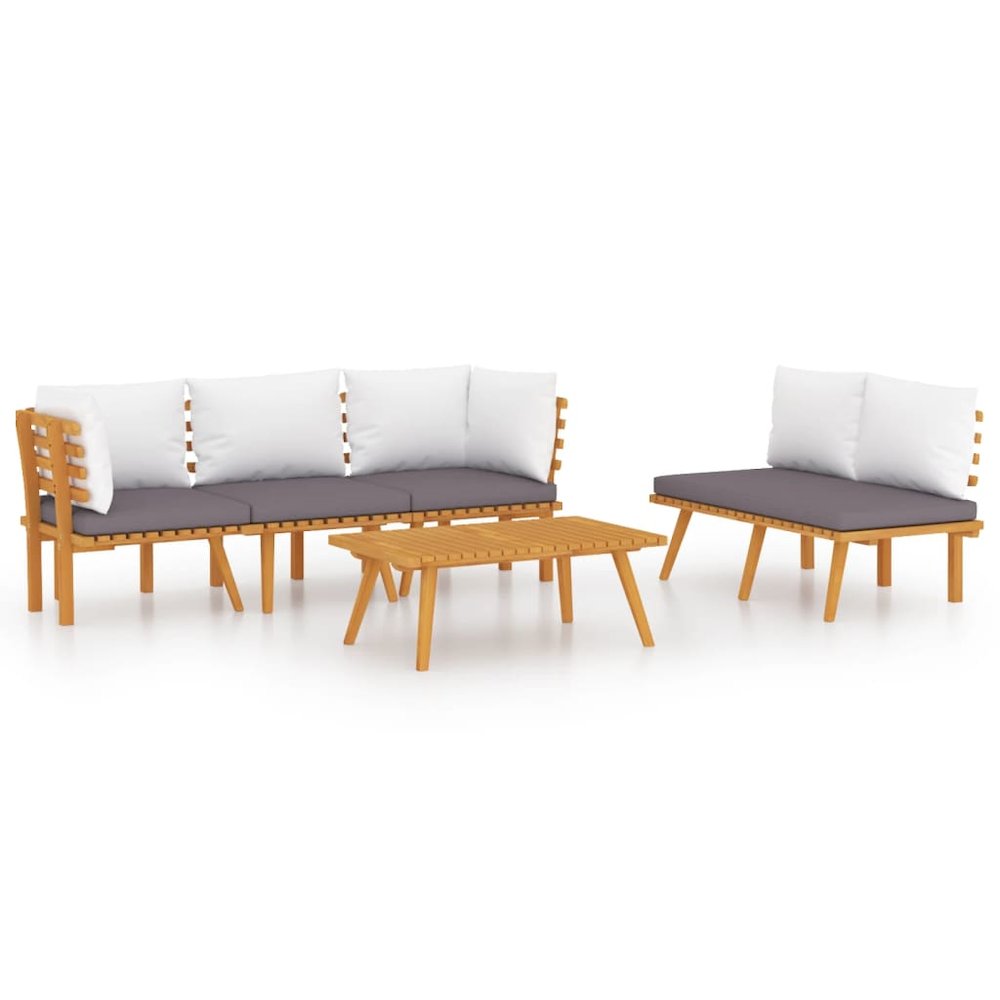 Garden Lounge Set Dark Grey Solid Acacia Wood Modular. Picture 2
