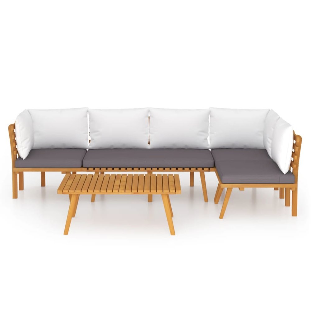 Garden Lounge Set Dark Grey Solid Acacia Wood Modular. Picture 3