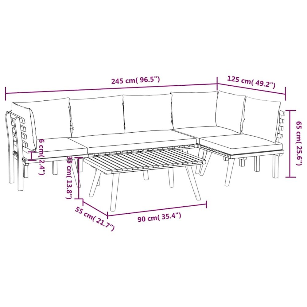 Garden Lounge Set Dark Grey Solid Acacia Wood Modular. Picture 12