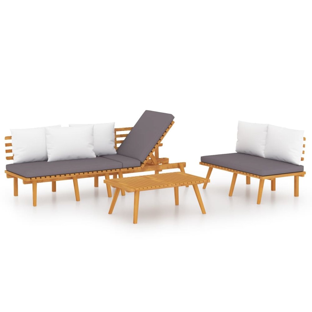Garden Lounge Set Dark grey, White. Picture 2