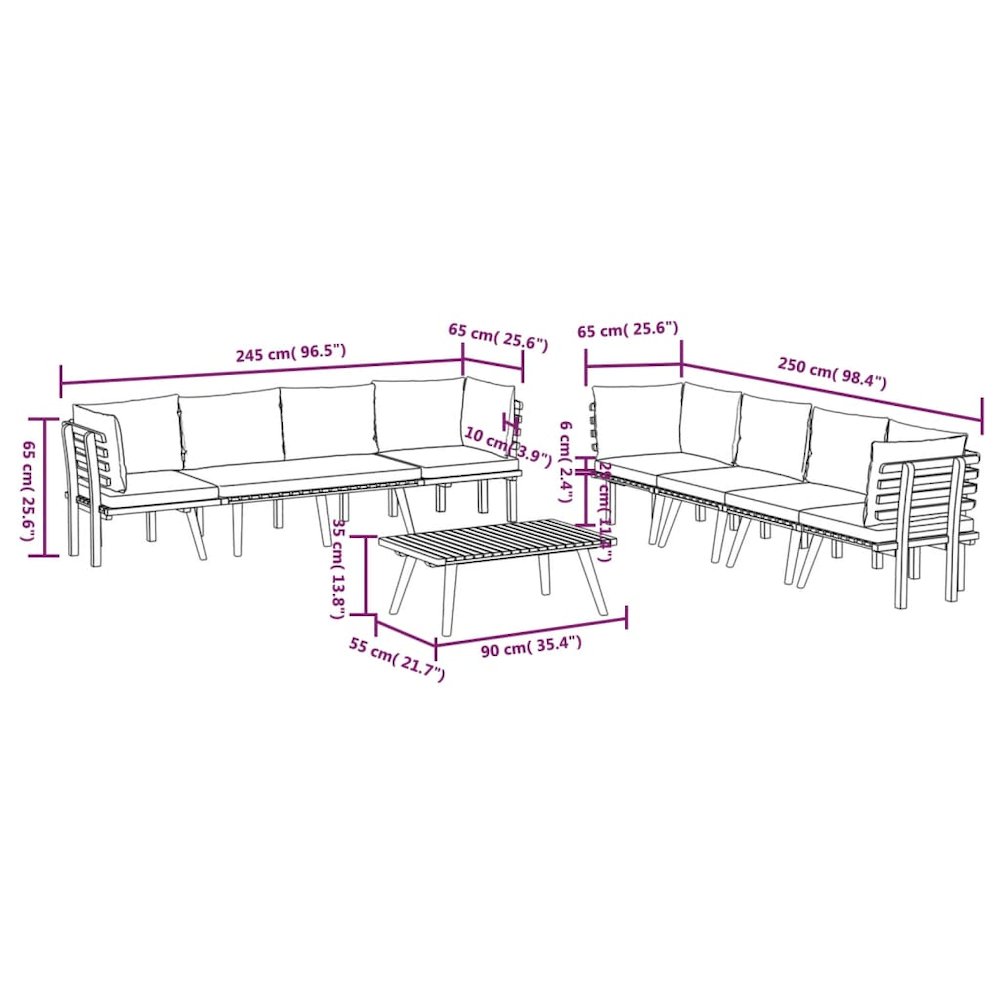 Garden Lounge Set Dark grey, white. Picture 12