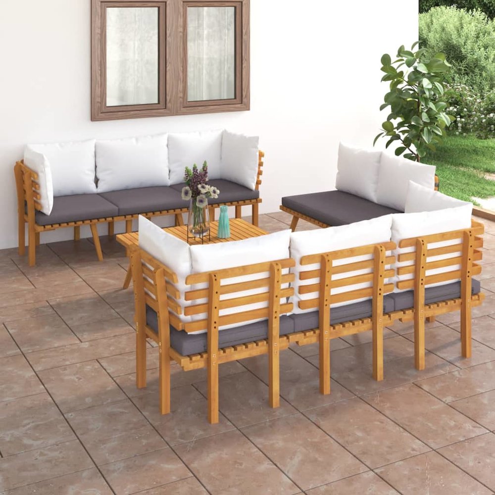 Garden Lounge Set Dark grey, white. Picture 1