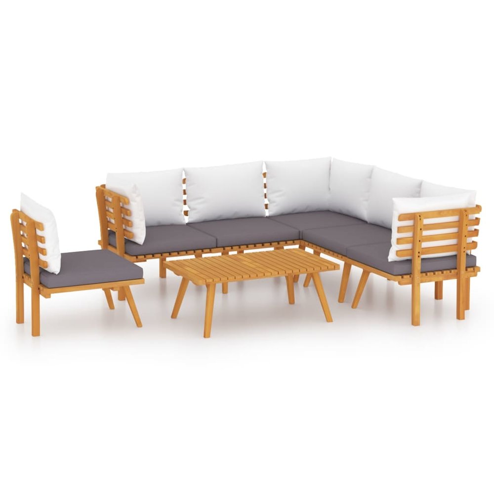 Garden Lounge Set Dark grey Solid Acacia wood Large Modular. Picture 2