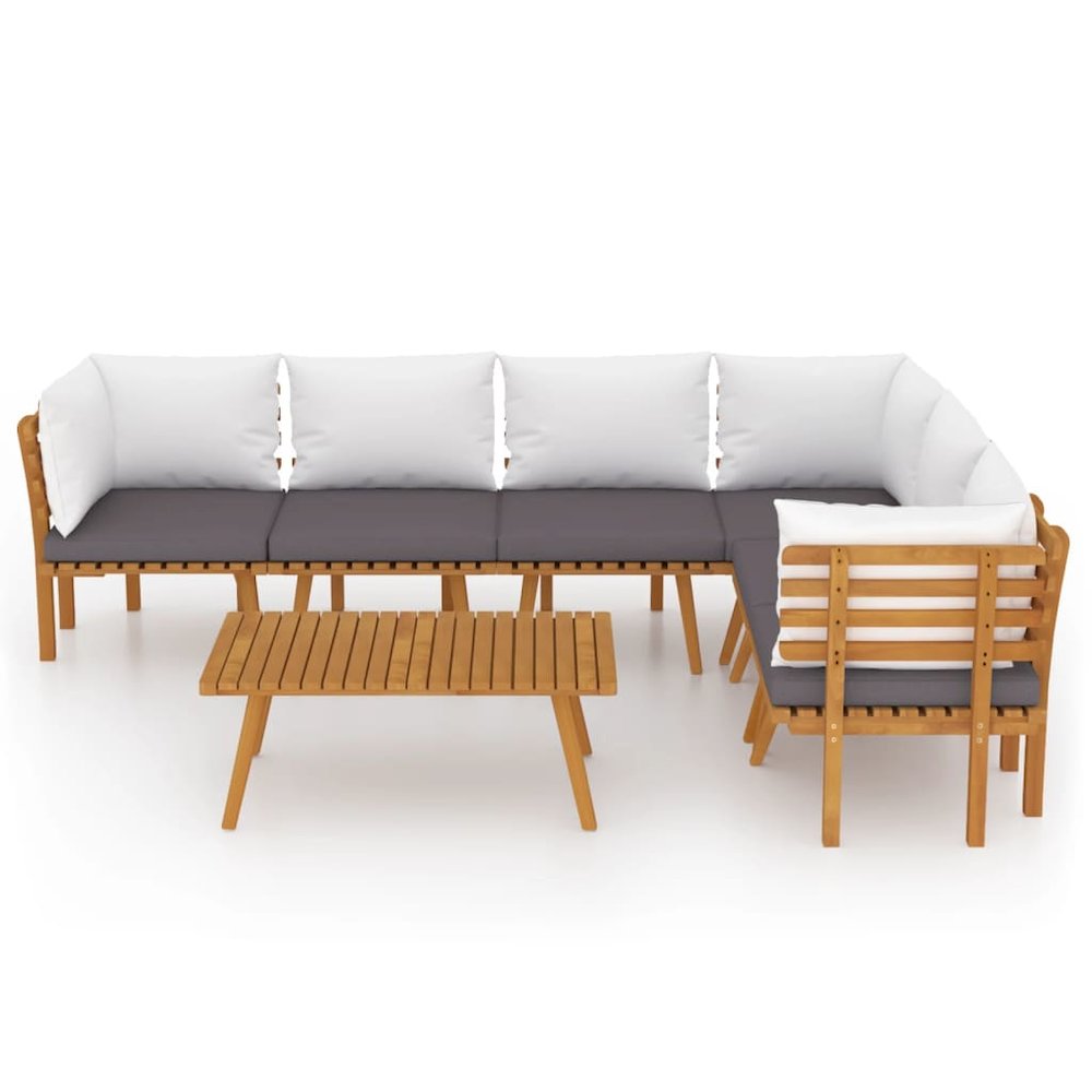 Garden Lounge Set Dark grey Solid Acacia wood Large Modular. Picture 3