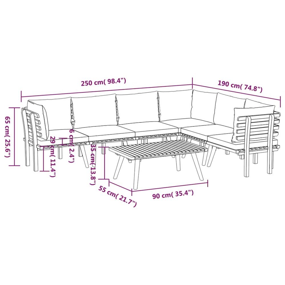 Garden Lounge Set Dark grey Solid Acacia wood Large Modular. Picture 10