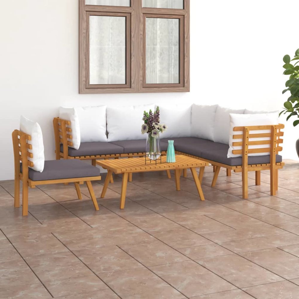 Garden Lounge Set Dark grey Solid Acacia wood Large Modular. Picture 1