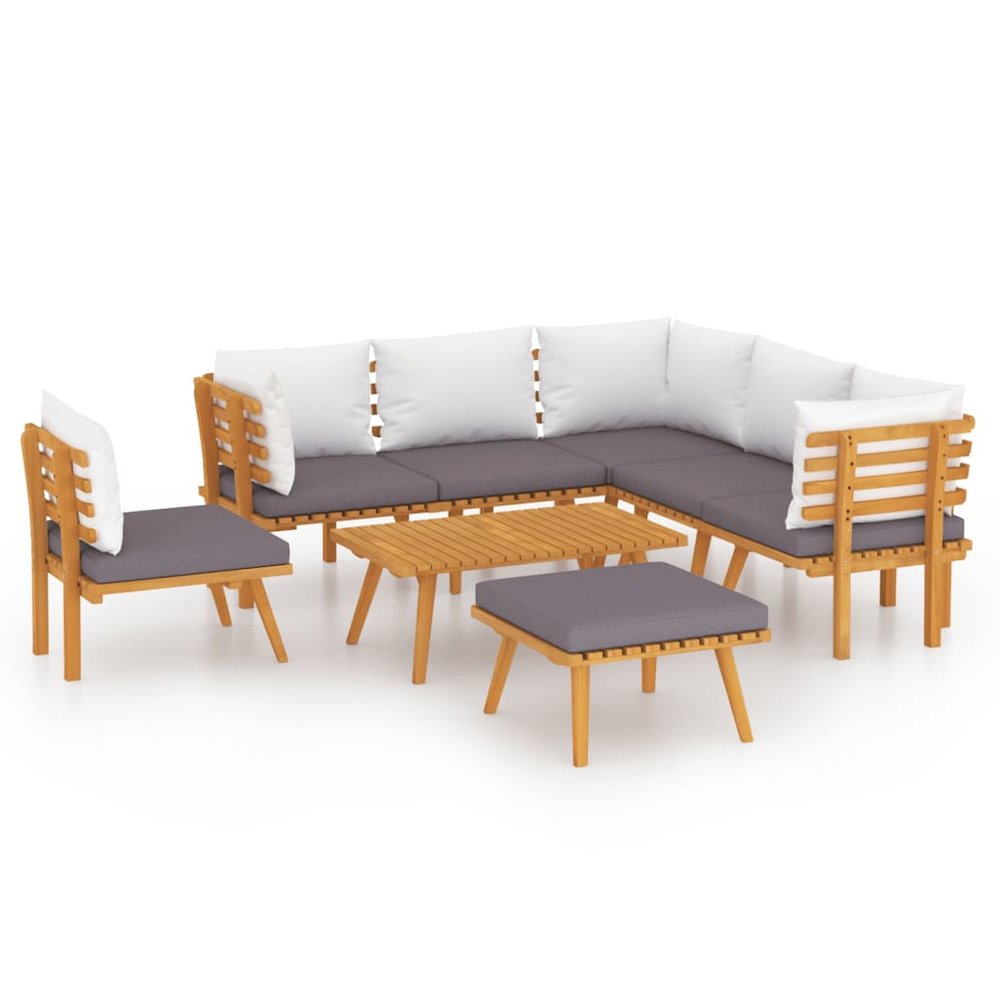 Garden Lounge Set Dark Grey, White. Picture 2