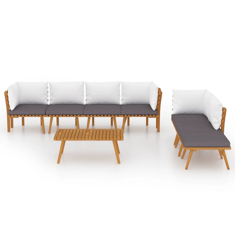 Garden Lounge Set Dark Grey, White. Picture 3