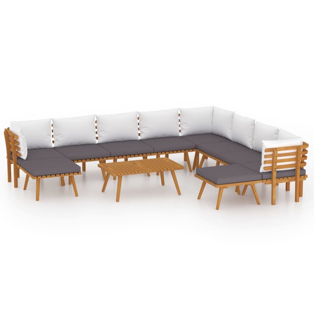 Garden Lounge Set Dark Grey Solid Acacia Wood Large Modular. Picture 2