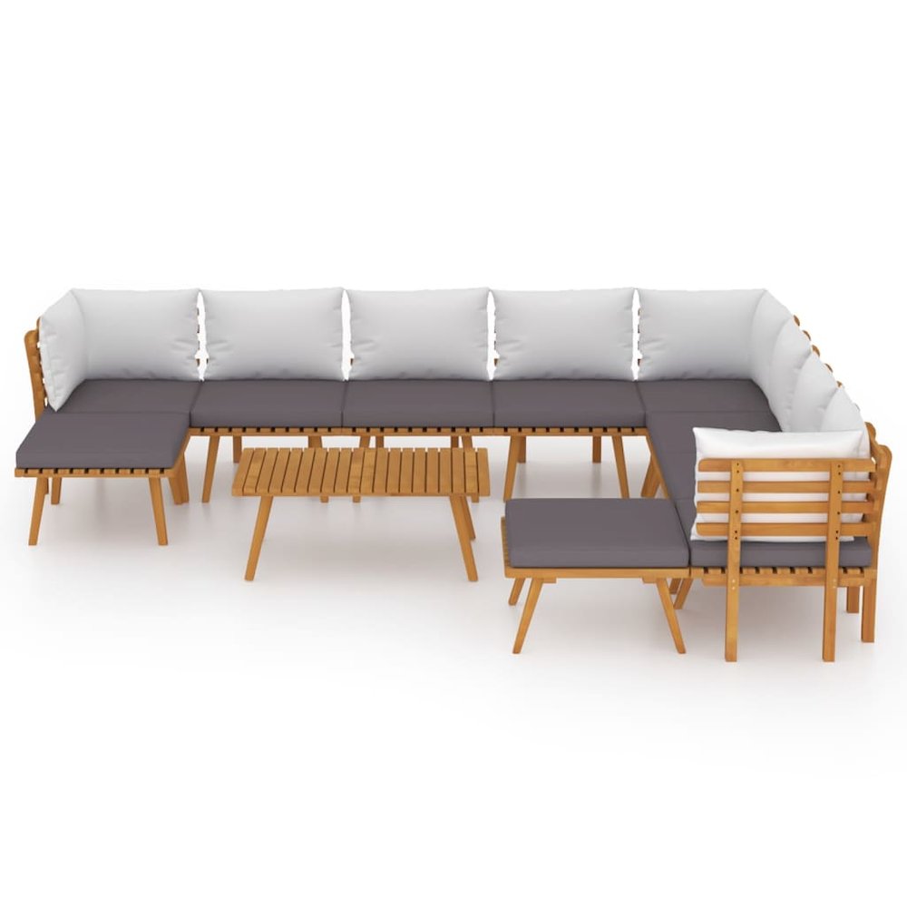 Garden Lounge Set Dark Grey Solid Acacia Wood Large Modular. Picture 3